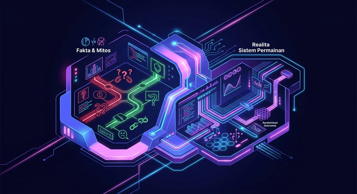 Ilustrasi edukasi slot gacor fakta mitos dan realita sistem permainan